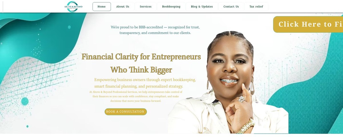 Above & Beyond Professional Services website